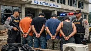 Ilustrasi penangkapan 4 pelaku curat di RS Altha Medika Parungkuda Sukabumi. (Sumber: Ilustrasi AI)