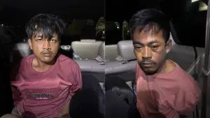 Tampang 2 pelaku begal bercelurit yang sasar pasutri pemudik di Jalan Raya Pasir Angin Parungkuda Sukabumi. (Sumber : Istimewa)