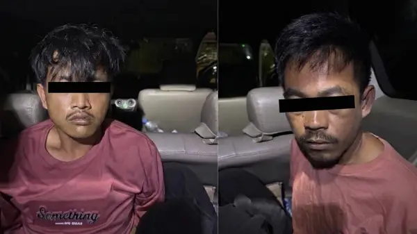 Tampang 2 pelaku begal bercelurit yang sasar pasutri pemudik di Jalan Raya Pasir Angin Parungkuda Sukabumi. (Sumber Foto: Istimewa)