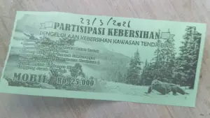 Karcis tiket Tenda Biru Ujunggenteng Sukabumi yang tuai sorotan. (Sumber Foto: Istimewa)