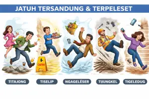 Ilustrasi - Berikut sederet istilah bahasa Sunda yang menggambarkan jatuh karena tersandung atau terpeleset (Sumber : AI chatGPT)