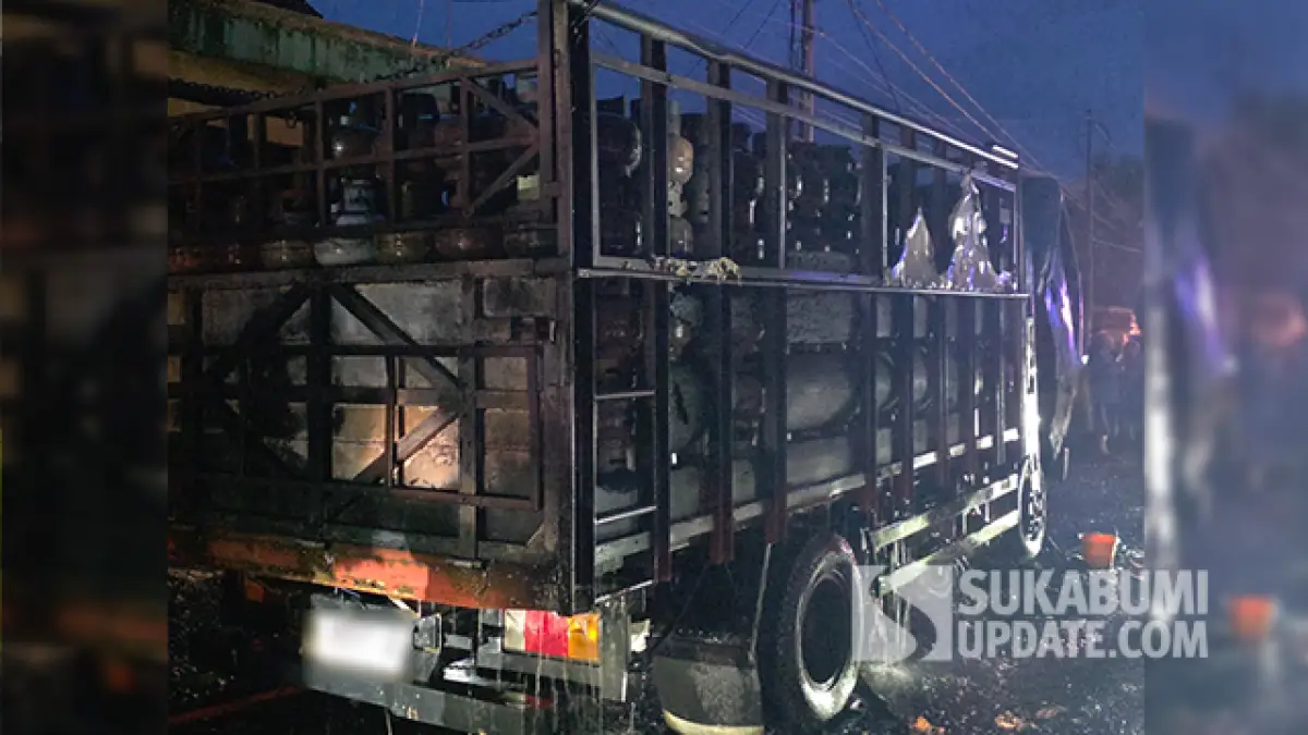Diduga Tabung Bocor, Mobil Pengangkut LPG 3 Kg Terbakar di Citarik Palabuhanratu