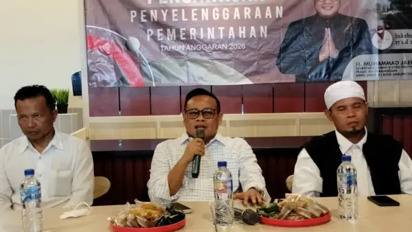 Anggota DPRD Jabar Muhammad Jaenudin saat kegiatan pengawasan penyelenggaraan pemerintahan di Cisaat, Kabupaten Sukabumi, Jumat (27/3/2026) | Foto : Tim Adc