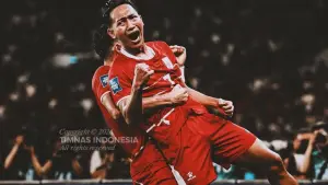 Selebrasi Beckham Putra setelah mencetak gol ke gawang St. Kitts and Nevis (Sumber: Instagram/@timnasindonesia)