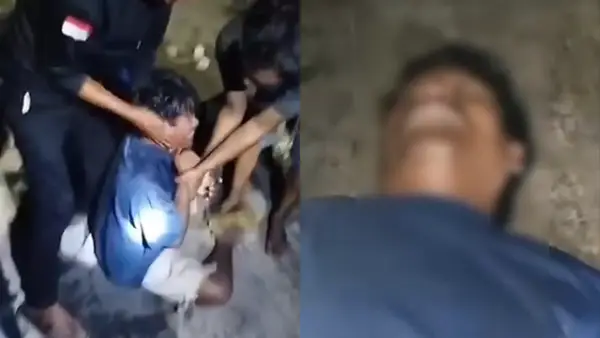 (Kiri) Ugan buruh serabutan saat histeris diduga seusai ditampar - (Kanan) saat tak sadarkan diri. (Sumber : Istimewa.).