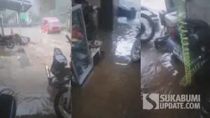 Banjir terjang kawasan Goalpara Sukaraja Sukabumi, Minggu petang 29 Maret 2026 (Sumber: warganet)