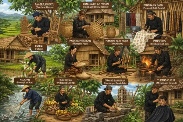 Ilustrasi - Istilah Patukangan atau Profesi dalam Budaya Sunda (Sumber : AI chatGPT)