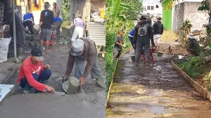 Sejumlah warga saat melakukan padat karya infrastruktur di Desa Gunungjaya, Kecamatan Cisaat, Kabupaten Sukabumi | Foto : Istimewa