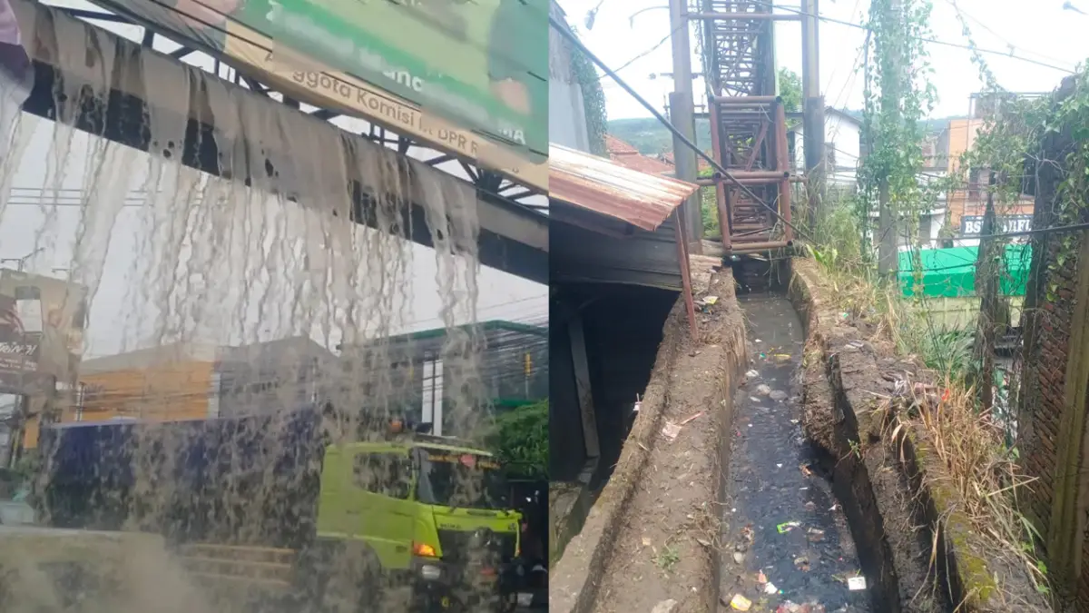 Sempat Meluap, Talang Air di Cibadak Sukabumi Kini Dibersihkan