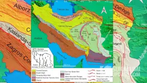 Peta patahan aktiif atau sesar pemicu gempa di Iran (Sumber: dok daryono)