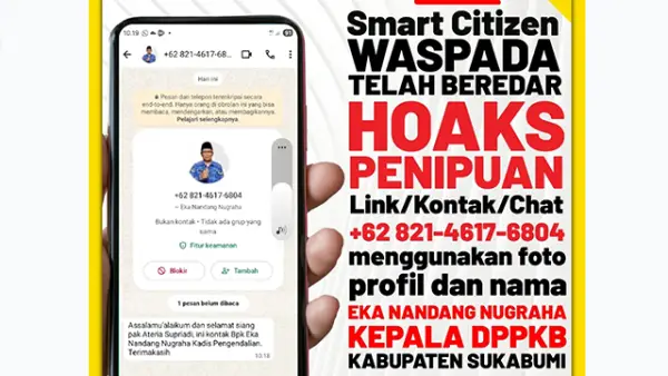 Akun WhatsApp penipu yang mengatasnamakan Eka Nandang Nugraha, Kepala DPPKB Kabupaten Sukabumi. (Sumber : Diskominfo).