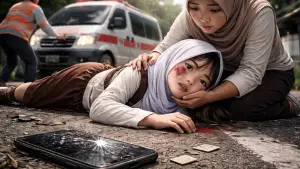 ilustrasi kecelakaan tunggal yang melibatkan siswi MA di Parungkuda Sukabumi. (Sumber: Ilustrasi AI)