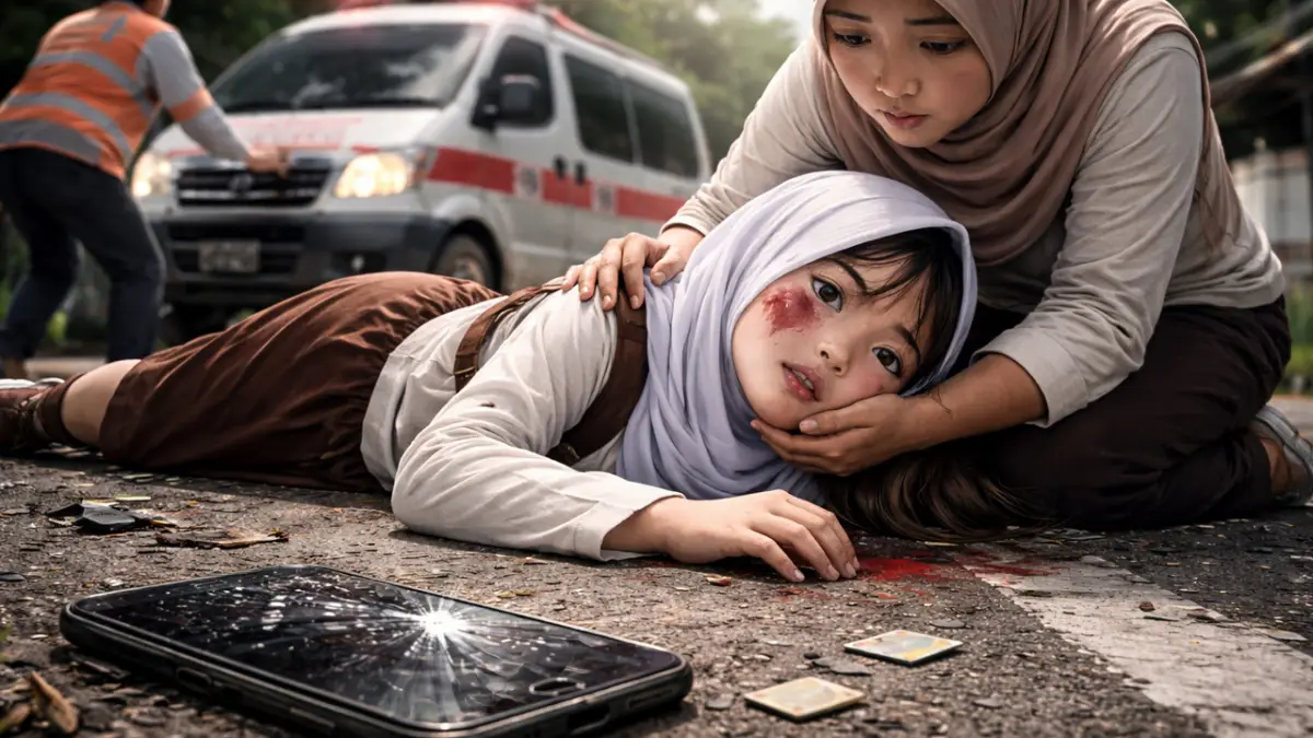 Siswi MA Alami Kecelakaan Tunggal di Parungkuda, HP Diduga Hilang di Lokasi