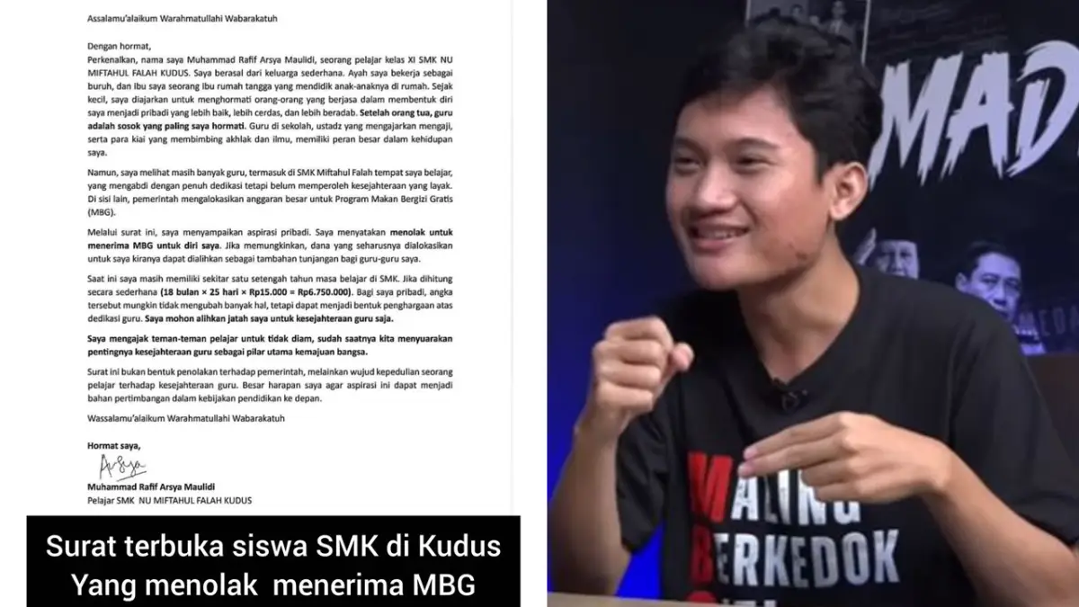 Usai Surati Presiden untuk Tolak MBG, Siswa SMK di Kudus Diintimidasi