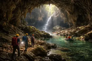 Ilustrasi - Rekomendasi wisata goa di Sukabumi yang menarik untuk dijelajahi, mulai dari Goa Buniayu hingga Goa Baduy, cocok untuk liburan petualangan. (Sumber : AI chatGPT)