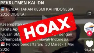 HOAKS: Beredar Info Lowongan Kerja PT KAI Melalui Akun TikTok. (Sumber Foto: Istimewa)