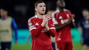 Bek kiri Liverpool, Andy Robertson, akan meninggalkan tim pada akhir musim nanti setelah sembilan tahun mengabdi di Anfield. (Sumber: web/espn.com)