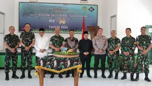 Kodim 0622 Kabupaten Sukabumi menggelar syukuran HUT ke-14. (Sumber : Istimewa.).