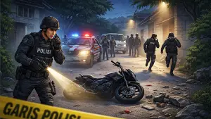 Ilustrasi - Polisi buru terduga pelaku lainnya yang terlibat di kasus begal Pasir Angin Sukabumi. (Sumber : AI/ChatGPT).