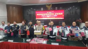 Konferensi pers Polres Sukabumi Kota terkait pengungkapan kasus penyalahgunaan narkoba. (Sumber Foto: Dok. Satnarkoba Polres Sukabumi Kota)