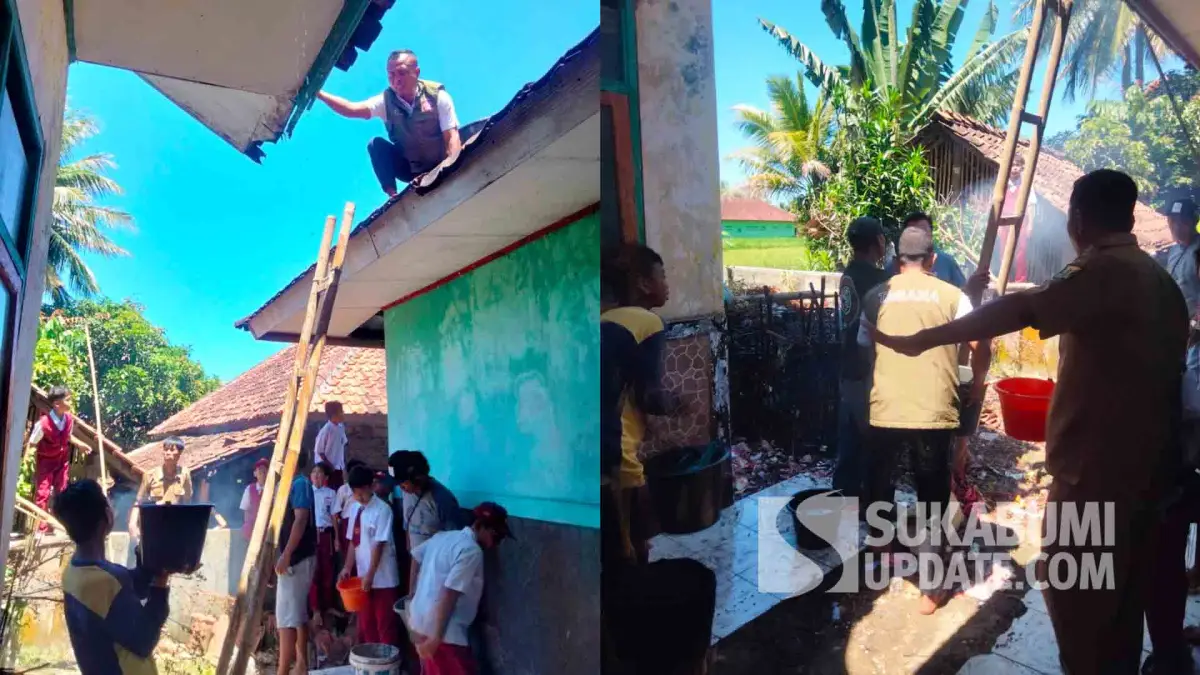 Api Bakar Sampah Nyaris Hanguskan Ruang Kelas SDN Cikangkung Sukabumi