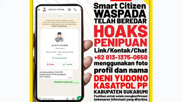 Akun WhatsApp penipu yang mengatasnamakan Deni Yudono, Kepala Satpol PP Kabupaten Sukabumi. (Sumber : Diskominfo).