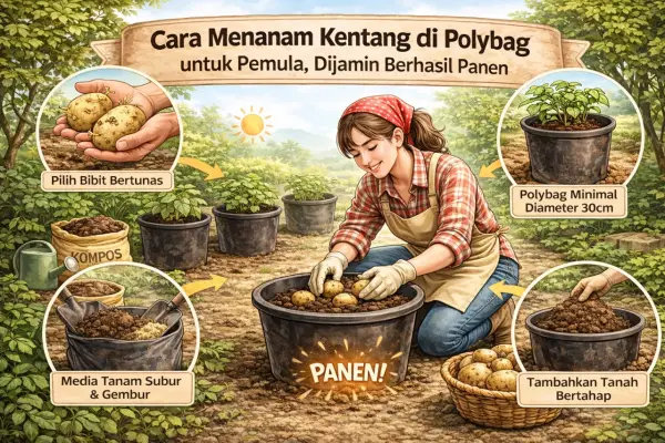 Ilustrasi - Menanam kentang di polybag atau pot bisa jadi solusi untuk menyiasati keterbatasan lahan pertanian (Sumber : AI chatGPT)