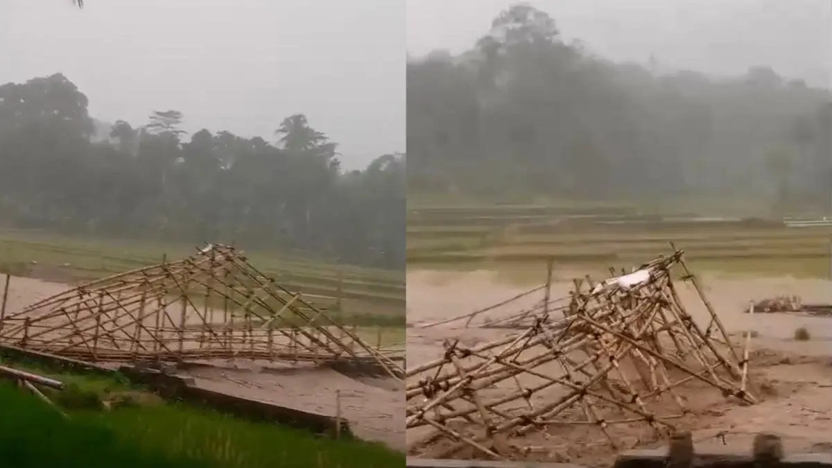 Baru Seumur Jagung, Jembatan Darurat di Nyalindung Kembali Hanyut Diterjang Banjir