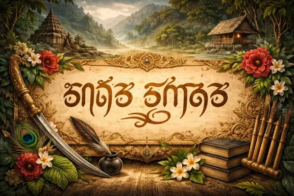 Ilustrasi - Aksara Sunda adalah sistem tulisan tradisional yang digunakan oleh masyarakat Sunda (Sumber : AI chatGPT)