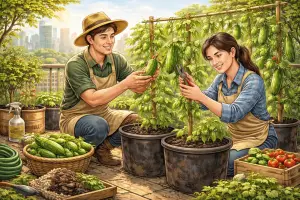 Ilustrasi - Cara Menanam Timun (Sumber : AI chatGPT)