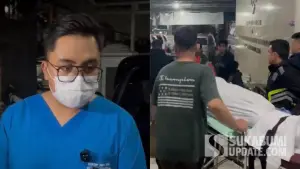 Humas RSUD R. Syamsudin SH, dr. Irfan Nugraha mengungkap hasil visum penyebab kematian korban longsor Sukalarang Sukabumi. (Sumber Foto: SU/Turangga Anom)