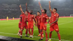 Selebrasi para pemain Persija Jakarta setelah Allano cetak gol (Sumber: web/persija.id)