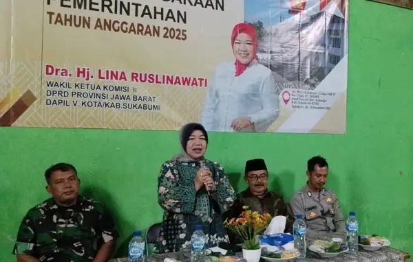 Kegiatan Pengawasan DPRD Provinsi, Lina Ruslinawati di Desa Selaawi, Kecamatan Sukaraja, Kabupaten Sukabumi. Sabtu (18/4/2026). (Sumber: Istimewa)