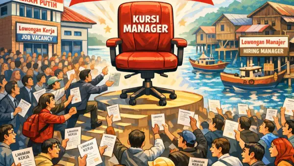 Ilustrasi AI. Ratusan ribu pencari kerja lamar kursi manajer koperasi merah putih dan kampung nelayan (Sumber: copilot)