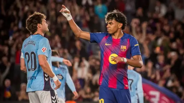 Selebrasi Lamine Yamal setelah mencetak gol ke gawang Celta Vigo (Sumber: Instagram/@fcbarcelona)