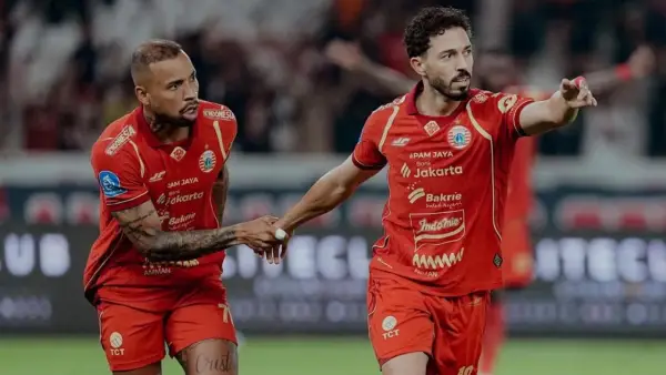 Selebrasi Jean Mota setelah cetak gol untuk Persija Jakarta ke gawang Persis (Sumber: Instagram/@persija)