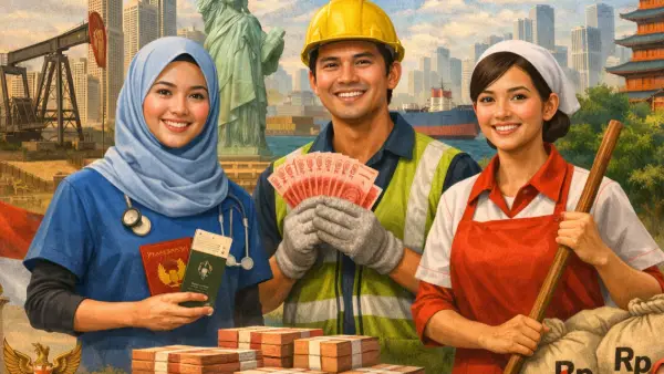Ilustrasi AI. Devisa TKI atau PMI untuk bangsa (Sumber: copilot)