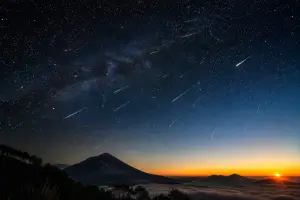 Ilustrasi - Fenomena langit hujan meteor Eta Aquarid yang akan terjadi di pekan pertama bulan Mei 2026 (Sumber : AI chatGPT)