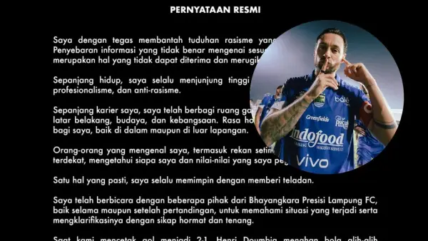 Marc Klok tepis tudingan rasisme terhadap pemain Bhayangkara FC. (Sumber: Instagram/@marcklok)