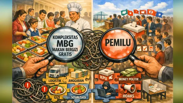 Ilustrasi AI.  Asosiasi Pengusaha dan Pengelola Dapur Makan Bergizi Gratis Indonesia menyebutkan kompleksitas program MBG (makan bergizi gratis) lebih dari pemiru. (Sumber : copilot)