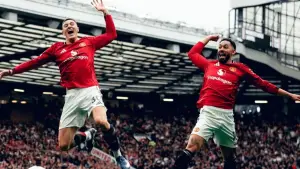 Selebrasi Benjamin Sesko setelah cetak gol ke gawang Liverpool (Sumber: instagram/@manchesterunited)