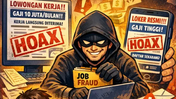 Ilustrasi AI. waspada info loker palsu (Sumber: copilot)