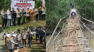 Groundbreaking revitalisasi Jembatan Gantung Jantake sepanjang 35 meter, di Desa Sasagaran, Kecamatan Kebonpedes, Kabupaten Sukabumi, Selasa (05/05/2026). (Sumber : Istimewa.)