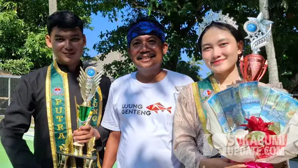 Repan Agwino (kiri) dan Risma Aulia (kanan), Putra dan Putri Nelayan Ujunggenteng Sukabumi 2026 | Foto : Ragil Gilang
