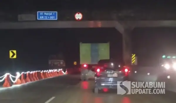 Kondisi terkini KM 72 Tol Bocimi Seksi 2 yang sudah bisa dilewati pasca penanganan longsor tuntas. (Sumber Foto: Istimewa)