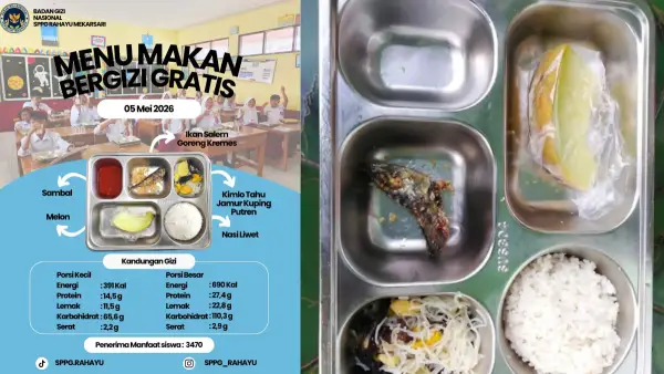 Menu MBG potongan kepala ikan salem yang disorot orang tua pelajar di Nyalindung Kabupaten Sukabumi (Sumber : warga & SPPG)