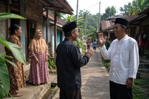 Ilustrasi - Orang Sunda saling menyapa adalah salah satu kebiasaan yang dijaga sampai sekarang (Sumber : AI chatGPT)