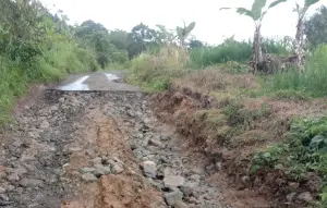 Ruas jalan Cikarang-Cipamingkis di Cidolog yang rusak dan sudah masuk rencana penanganan. (Sumber: Istimewa)