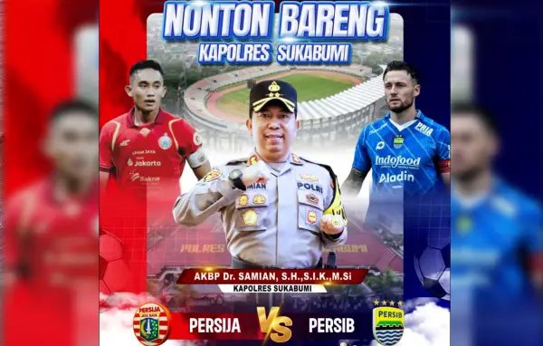 Nobar Persija vs Persib di Polres Sukabumi. (Sumber: Istimewa)