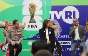 Konferensi pers TVRI bersama Div Humas Polri menjelang penyelenggaraan nonton bareng Piala Dunia 2026 di Indonesia. (Sumber: Dok TVRI)